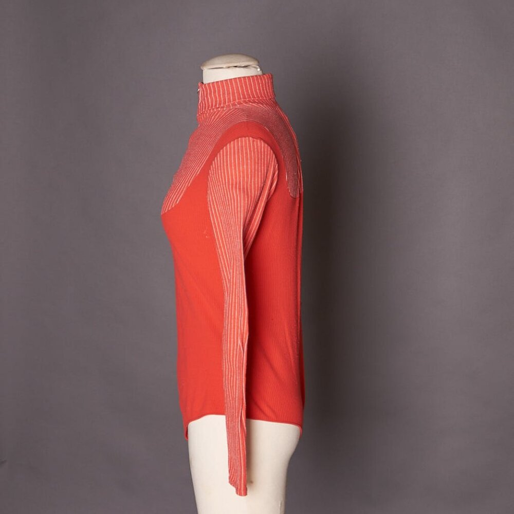 1970s Retro Zip Up Mod Red Romper Top